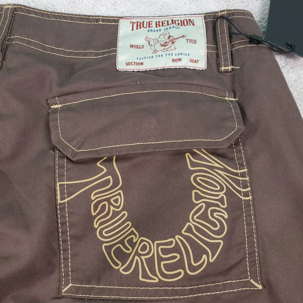 True Religion Mens Cargo SN Pant HS Outline Bracken Brown Straight Leg 36( 37)